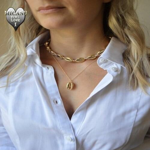 Necklase Statement Shell Pendant Layered Bohemian Colier Fashion Femme Ofertas Del Dia Boyfriend Gift Vsco Girl Acessorios Witch