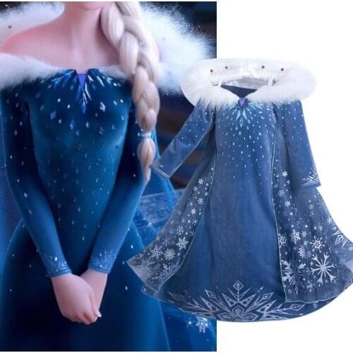 Elsa Princess Dress Christmas Halloween Party Costumes Children Birthday Vestidos Robe Kids Frozen Clothes Dress Costume