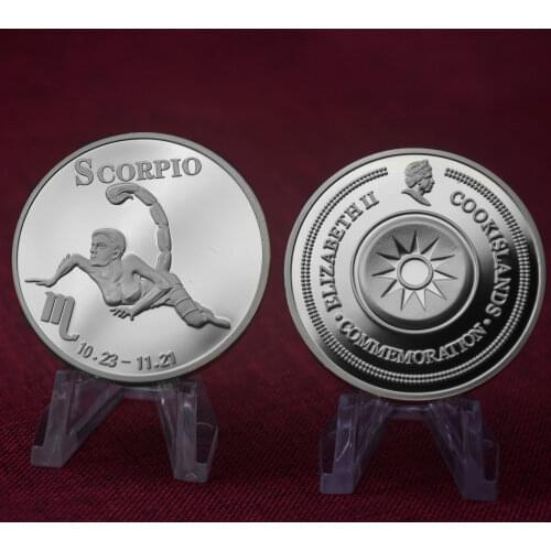 Silver Plated Scorpio signs of the zodiac medal coin Holiday & Business gifts
