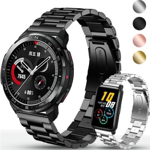 For Honor Watch GS Pro Band / Honor Watch ES Stainless Steel Strap Metal Bracelet Watchbands Wristband 20mm 22mm Watch Strap