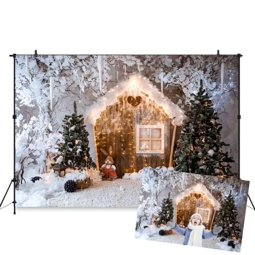 Christmas House Backdrop For Photography Snowflake Winter Wonderland Background For Photography Party Backdrops