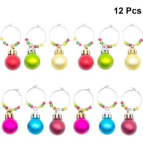 12pcs Christmas Glass Marker Ring Drinking Cup Identifier Cup Sign Kitchen Table Decor Accessories (Mixed Colors)