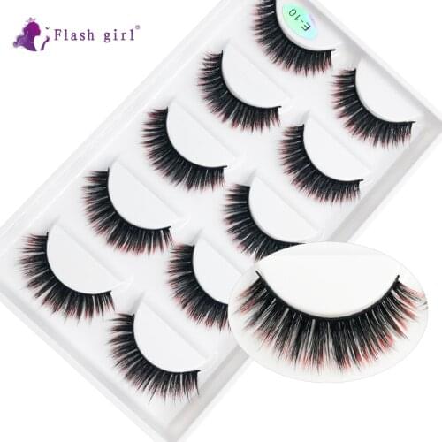 Most Popular 3D Mink Colorful Eyelashes Cruelty Free Thick Soft Fake Eyelash Natural Charming Eye Lashes Makeup Tools E10