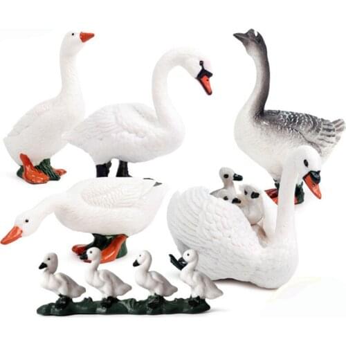 Swan Series Animal Figure Collectible Toys Farm Animal Cognition Action Figures Kids Plastic Cement Toys