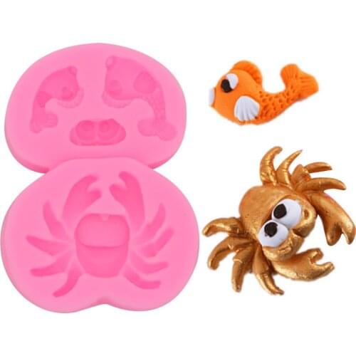 Crab Clown Fish Mold Silicone Fondant Mold Candy Cake Chocolate Mold Soft Clay Tool