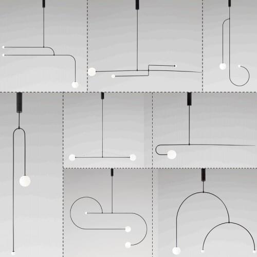 Nordic Light luxury simple line intelligent multi iron Italian restaurant bedroom bed living room Chandelier