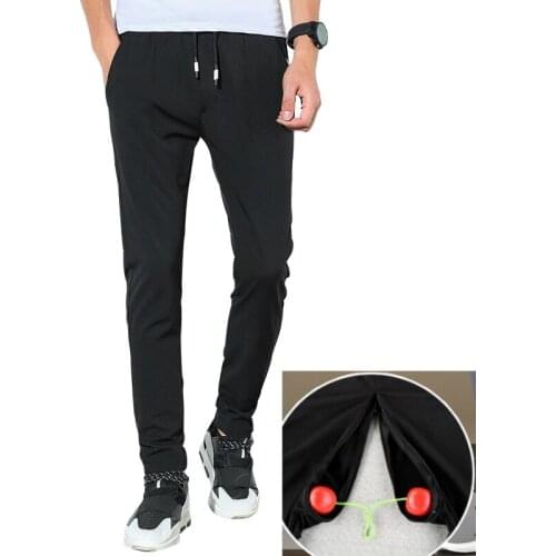 Outdoor Sex Pants Men Slim Hidden Zipper Open Front Back Crotch Sweatpants Outdoor Sex Hosen Dating Open Kruis Broek Trousers