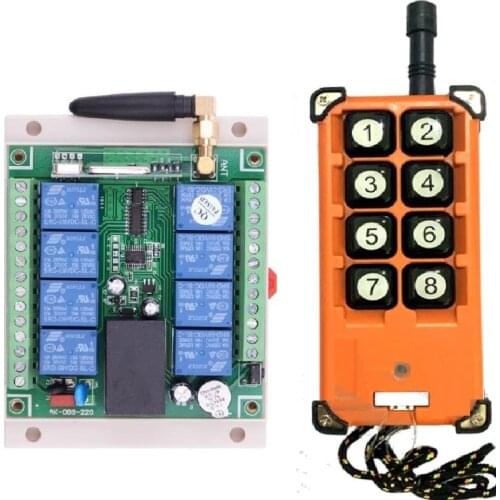 Smart Home AC 110V 220V 250V 8CH Wireless Remote Control Switch With 1000M Long Distance Industrial 8 CH Transmitter