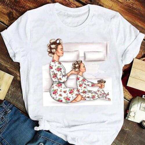 Women Fashion Cartoon Camisetas Summer 2021 Daughter Mama Mom Mother Tshirts Clothes Graphic T Top Lady Print Female Tee T-Shirt