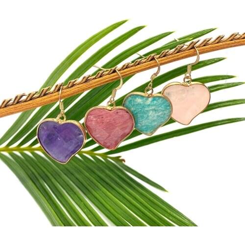 Irregular Earrings for Women Natural Stone Purple Pink Crystal Color Edging Craft Pendant Earrings Jewelry Gift Retro Moda 2021