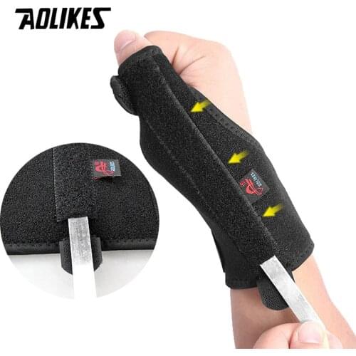 AOLIKES 1PCS Wrist Thumbs Guards Protector With Plate Supporting Sport Sprain Injury Recovery Hand Support Wrap Strap Band