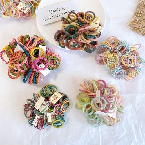100PCS Children Hair Elastic Cute Colors Soft Elastic Hair Bands Baby Girls Lovely Scrunchies Rubber Bands Kids Hair Accessories