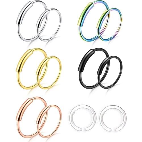 18G 22G Nose Rings Hoop Nose Piercing for Women Stainless Steel Piercing Body Jewelry 8mm 10mm