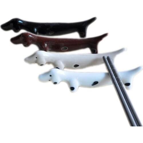 4pcs/set Japanese Style Chopstick Holder Ceramic Dachshund Dog Chopstick Stand Cute Tableware Crafts Decoration