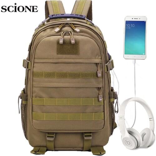40L USB Molle Military Bags Camping Backpack Travel Bag Sports Backpacks Tactical Nylon Hiking Trekking Mochila Army Bag XA603WA