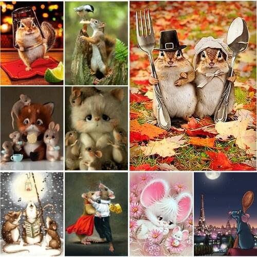 5D Diamond Painting Full Square Animal Couple Mouse DIY Cross stitch Mosaic Picture of Rhinestones Needlework Diamond Embroidery