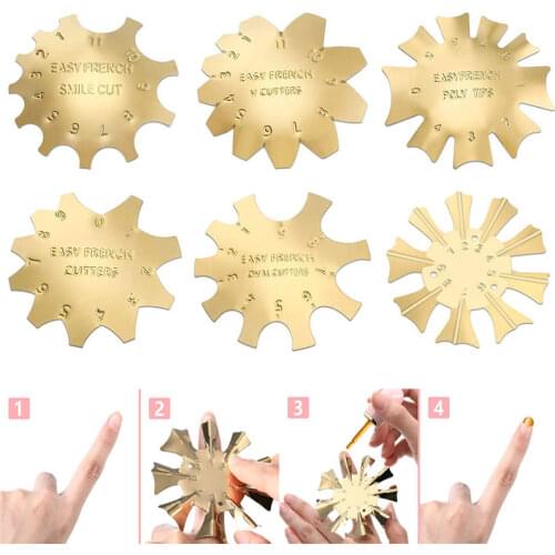 6pcs Nail Art equipment Edge Module All for manicure deep French Smile Line v shape cutter design nails things accessories Tool