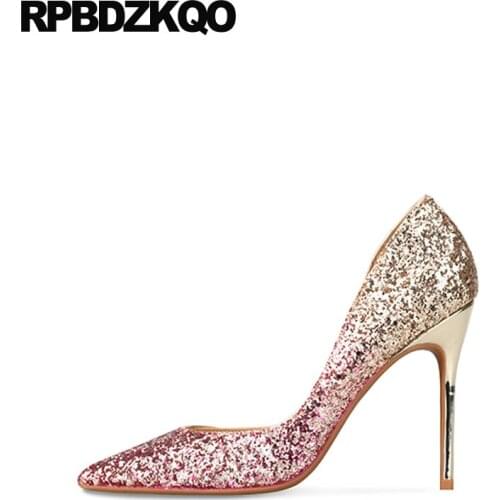 8cm Scarpin Golden Wedding Extreme Women Plus Size Gold Glitter Shoes 33 Pointed Toe 10 42 Ultra Super High Heels Purple Pumps