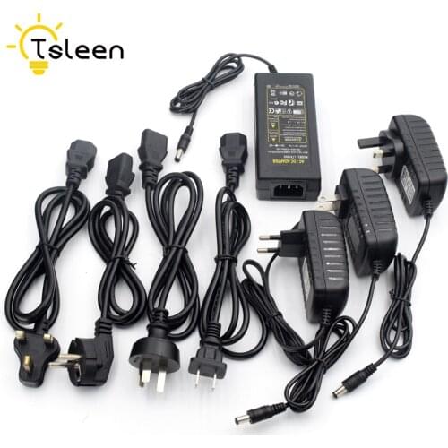 AC Power AC100-240V To DC 12V 2A/5A Power Supply Adapter Cable Cord Black UK US EU AU For LED strip light plant grow strip lamp