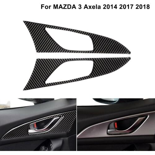 For MAZDA 3 Axela accessories Door inner handle panel decorate carbon fiber automotive interior trim stickers 2014 2017 2018