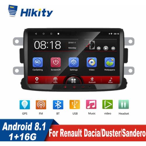 Hikitiy Car Multimedia Player Android GPS Navigation FM Stereo Receiver Mirrorlink For Renault Dacia Duster Sandero Logan Dokker