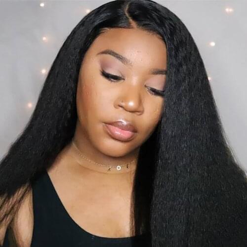 Uneed Brazilian Kinky Straight Lace Wigs for Black women 4x4 Lace closure wig high density long Remy hair