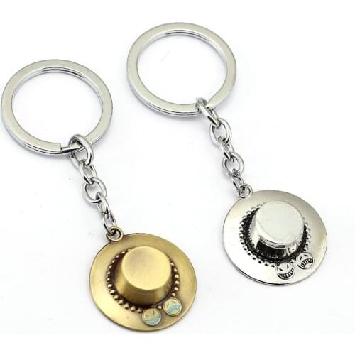 ONE PIECE Keychain ACE hat Key Ring Holder Chaveiro Car Key Chain Pendant Movie Jewelry YS11939