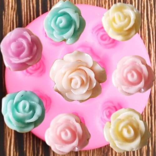 Rose Flower Silicone Molds Cupcake Topper Fondant Mould DIY Wedding Cake Decorating Tools Candy Clay Chocolate Moulds