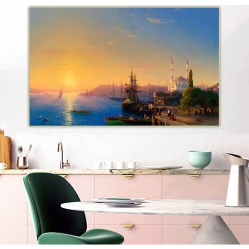 Holover Ivan Aivazovsky"View Of Constantinople And The Bosphorus" Canvas Oil Painting Romanticism Poster Aesthetic Home Decor