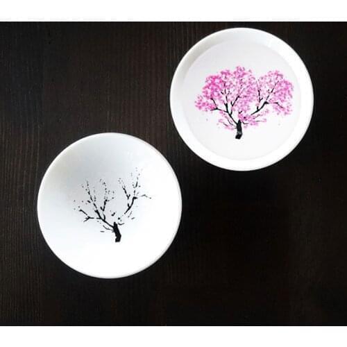 Hot And Cold Discoloration Teacup Magic Sakura Cup Decoration Flower Display Teacup Ceramic Kung Fu Teacup Set Best Gift