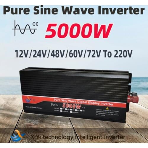 Pure Sine Wave Power Inverter DC 12V 24V 48V 60V 72V To AC 110V 220V Voltage 5000W Outdoor Car Inverter
