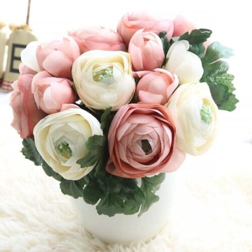 2pcs/lot Artificial Silk Tea Rose Flower Bouquet Simulation Home Furnishing Decorative Flowers Wedding Decoration
