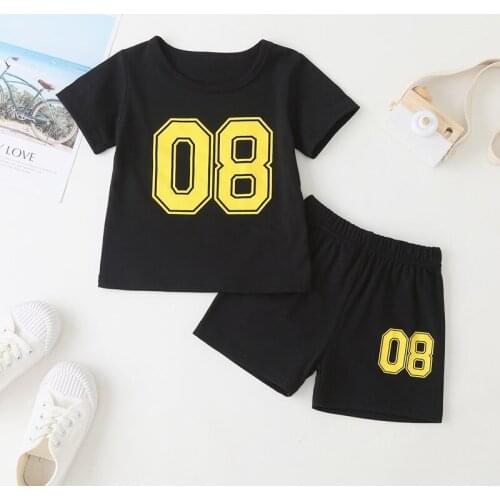New 2PCS Sets Baby Boy Number Print T-shirt+Pants Shorts Sport Outfits Kids Comfortable Short Sleeve Summer Baby Boy Clothes Set