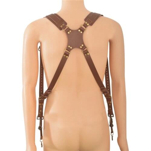 Cowhide Camera Strap Accessories for Two Cameras Strap Sling brown