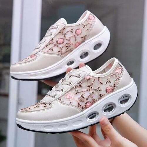 Summer Breathable Air Cushion Heighten Shake Shoes Ladies Trainers Casual Mesh Sneakers Women Shoes Soft Comfort Female Footwear