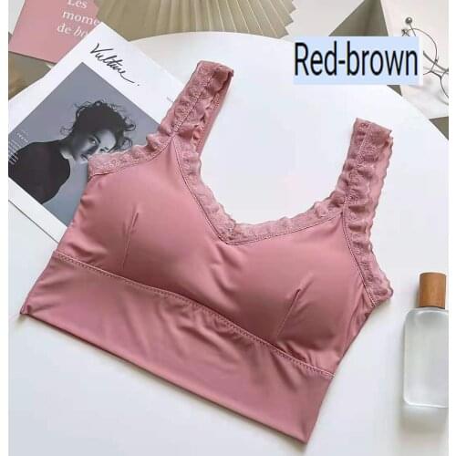 Ice silk ice muscle lace edge fashion womens thin cup wrapped chest tube top anti-fade underwear thin shoulder strap sling bra