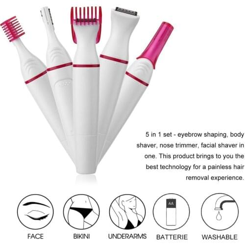 5 in 1 Multifunction Women Hair Removal Electric Shaping Female Shaving Machine Mini Shaver Trimmer Razor for Eyebrow Underarm