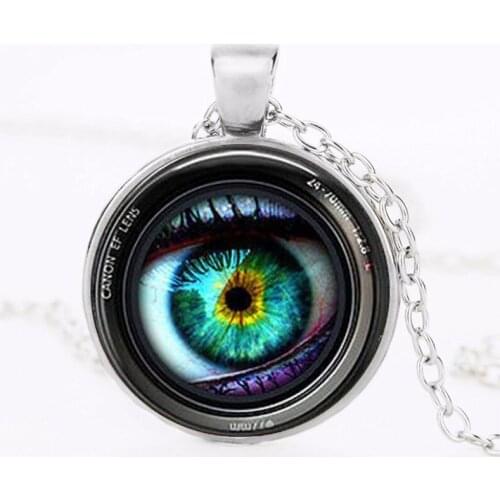 Eye in a Camera Lens Photographer Fashion Necklace brass Pendant steampunk Jewelry Gift women new chain toy mens