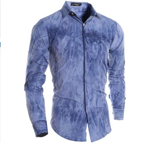 Men Spring Autumn Military Casual Slim Printing Shirts Male Full Sleeve Print Shirt 024