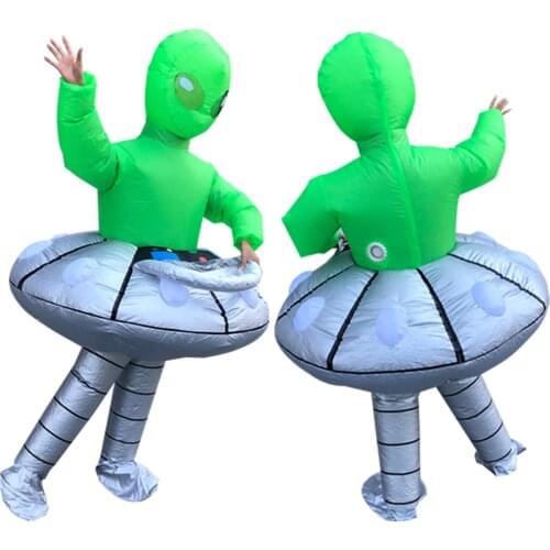 Funny Alien Inflatable Costume for Unisex Adult UFO Shape Costumes Full Body Party Halloween Spoof Show Clothing