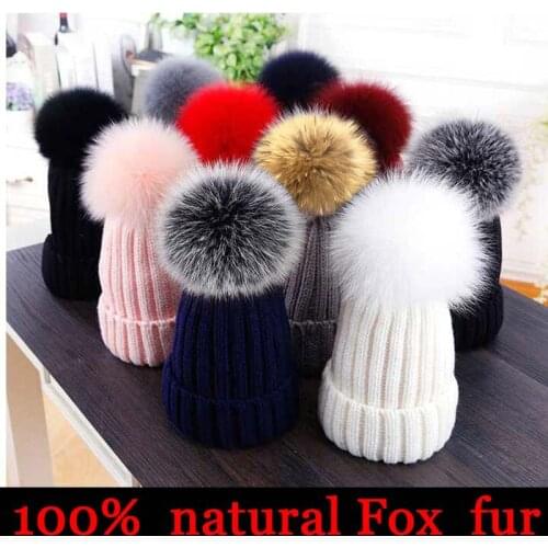 2020 New natural fur pom pom hat fashion winter hat for girl women warm beanies