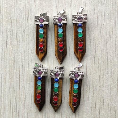 Wholesale 6pcs/lot 2020 new fashion natural tiger eye stone arrow shape pendants for necklace jewelry marking free shipping