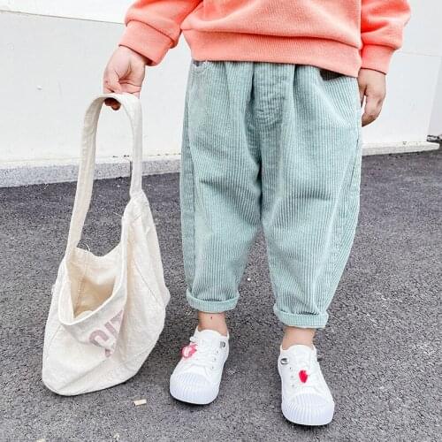 2021 autumn childrens corduroy pants new Korean boys and girls casual pants baby slacks kids clothes