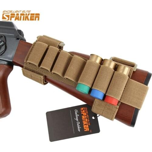 EXCELLENT ELITE SPANKER Tactical Shot Gun Buttstock 7 Rounds Shell Holder Adjustable Magic Sticker Buttstock Holster