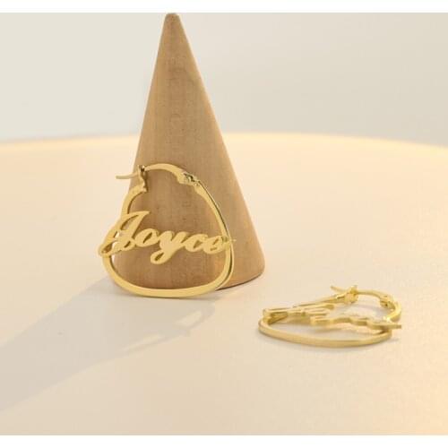 925 Sterling Silver Heart Hoop Earrings Set Custom Personalized Name Letter Gold Plated Earring Women Jewelry Birthday Gifts