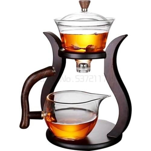 Glass heat-resistant semi-automatic tea set Kung Fu Tea Cup Set magnetic suction pot household brewing tea cup