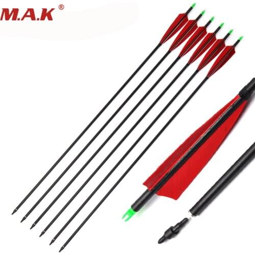 85cm Spine 500 OD 8mm Carbon Arrow with Red Feather for Compound/Recurve Bow Archery Hunting Shooting