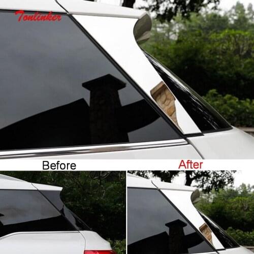 Tonlinker Interior Car Rear Windows Beside Covers for Chevrolet CAPTIVA 2019-20 Car Styling 2 PCS Stainless steel Cover stickers