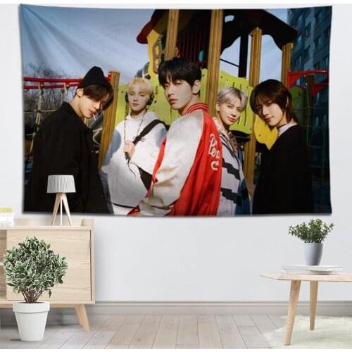 High Quality TXT Kpop Tapestry Wall Hanging Tapestries Cloth Fabric Print For Living Room Decorative Wall Blanket 0519