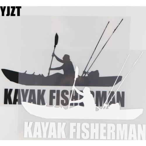 YJZT 17.2CM*12.8CM Kayak Fisherman JDM Vinyl Car Sticker Decal Decoration Black/Silver 4A-0216